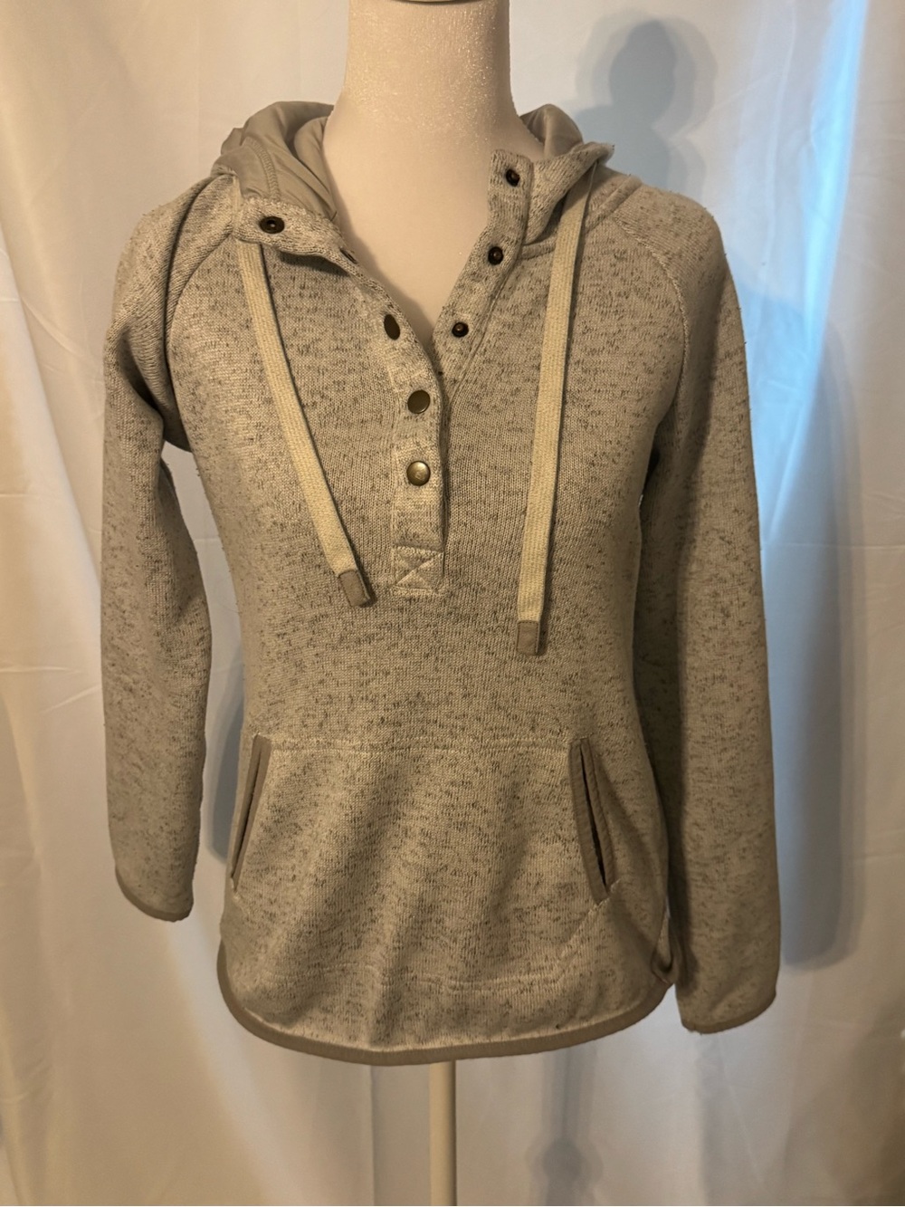 Thread & Supply Light Heather Gray Snap-Henley Hoodie